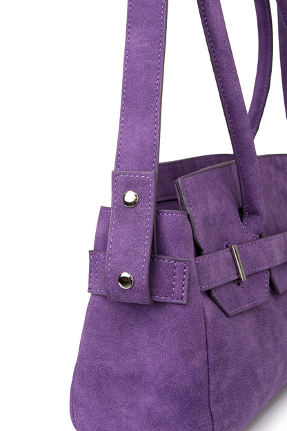FAUX SUEDE TWO-WAY BAG IN PURPLE — image 9