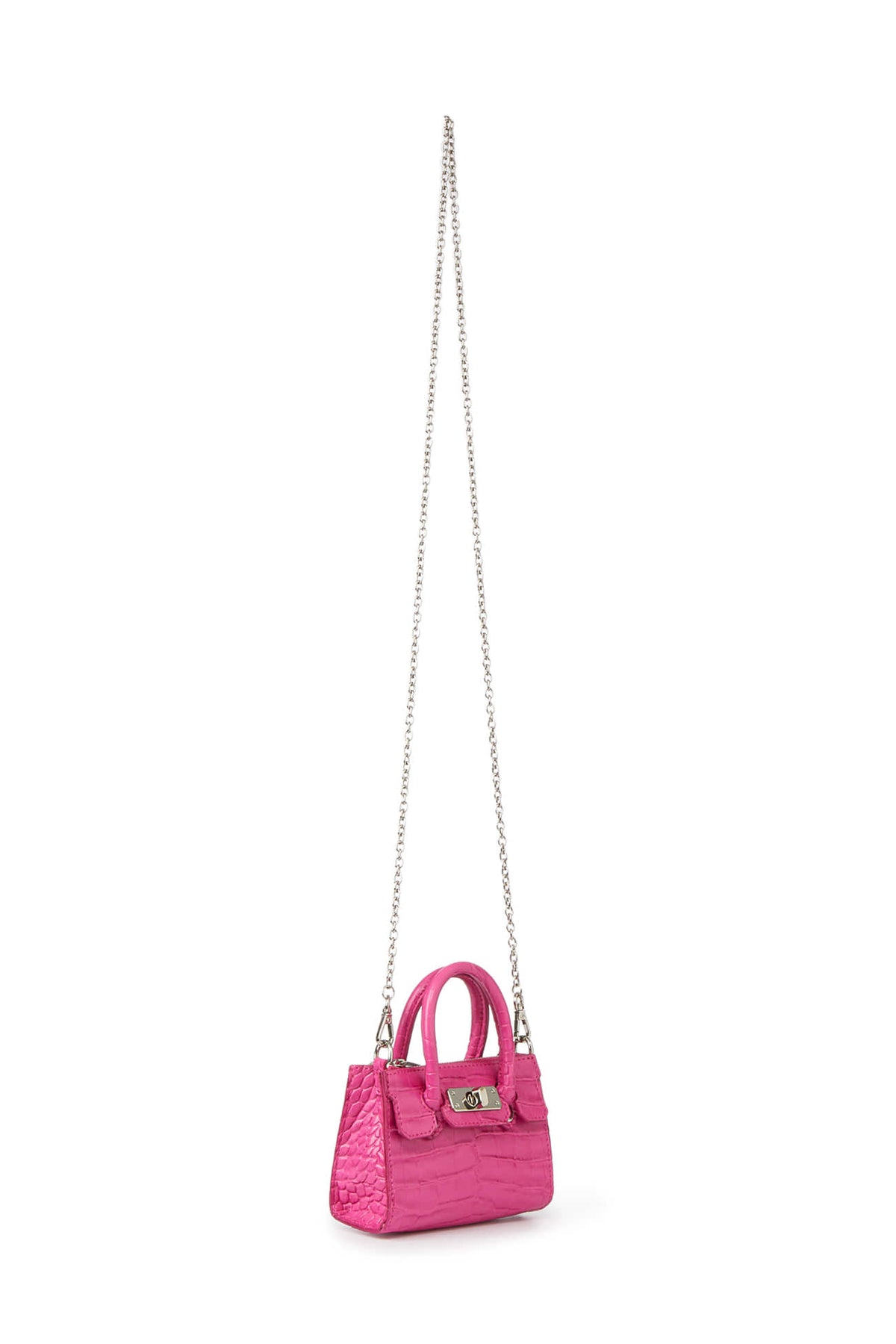 CROCODILE PATTERN CHAIN MINI BAG IN HOT PINK — image 3
