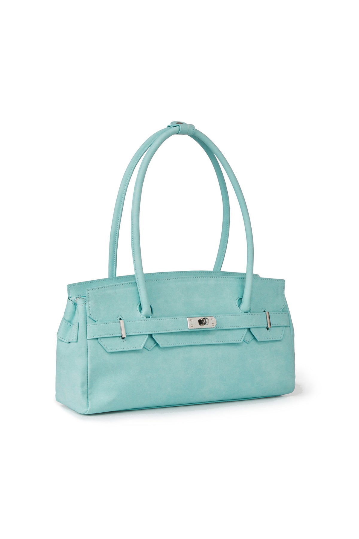 FAUX SUEDE TWO-WAY BAG IN ICE BLUE — image 3