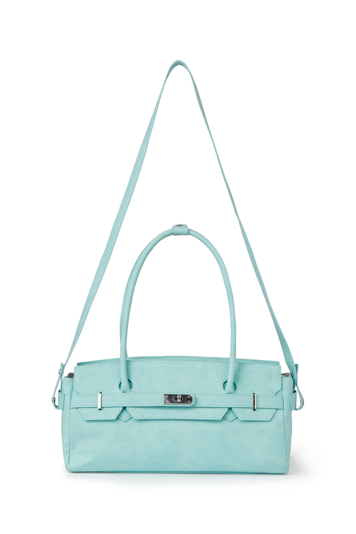 FAUX SUEDE TWO-WAY BAG IN ICE BLUE — image 5