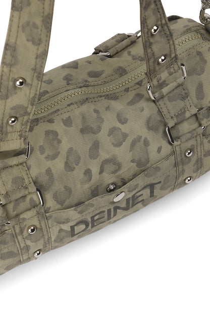 LOGO DUFFLE MINI BAG IN LEOPARD KHAKI — image 9