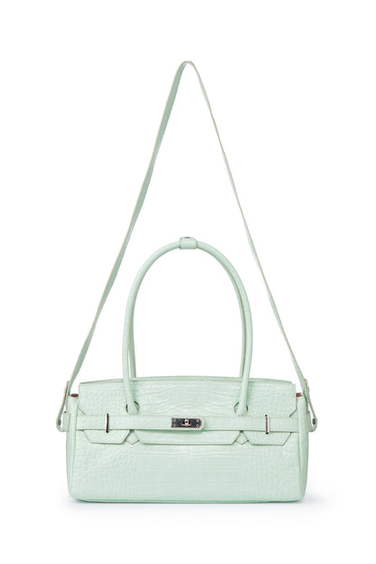 CROCODILE PATTERN TWO-WAY BAG IN MINT — image 5