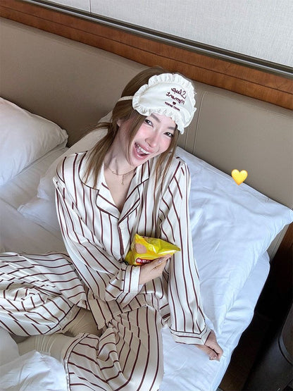 INNA Bordeaux Stripe Long Pajama Set