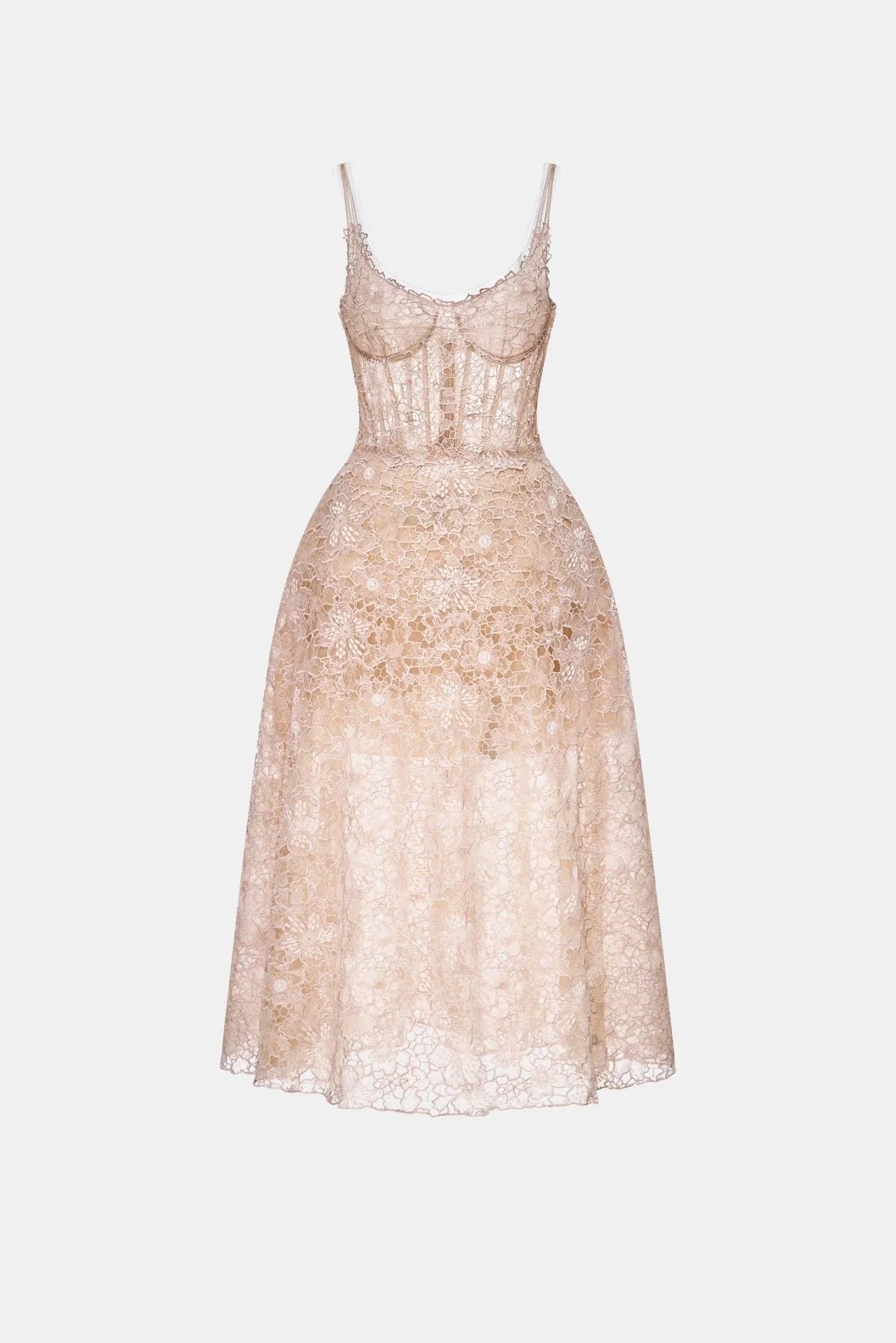 [品牌授权] MONTSAND Flower Lace Midi Dress - Nude