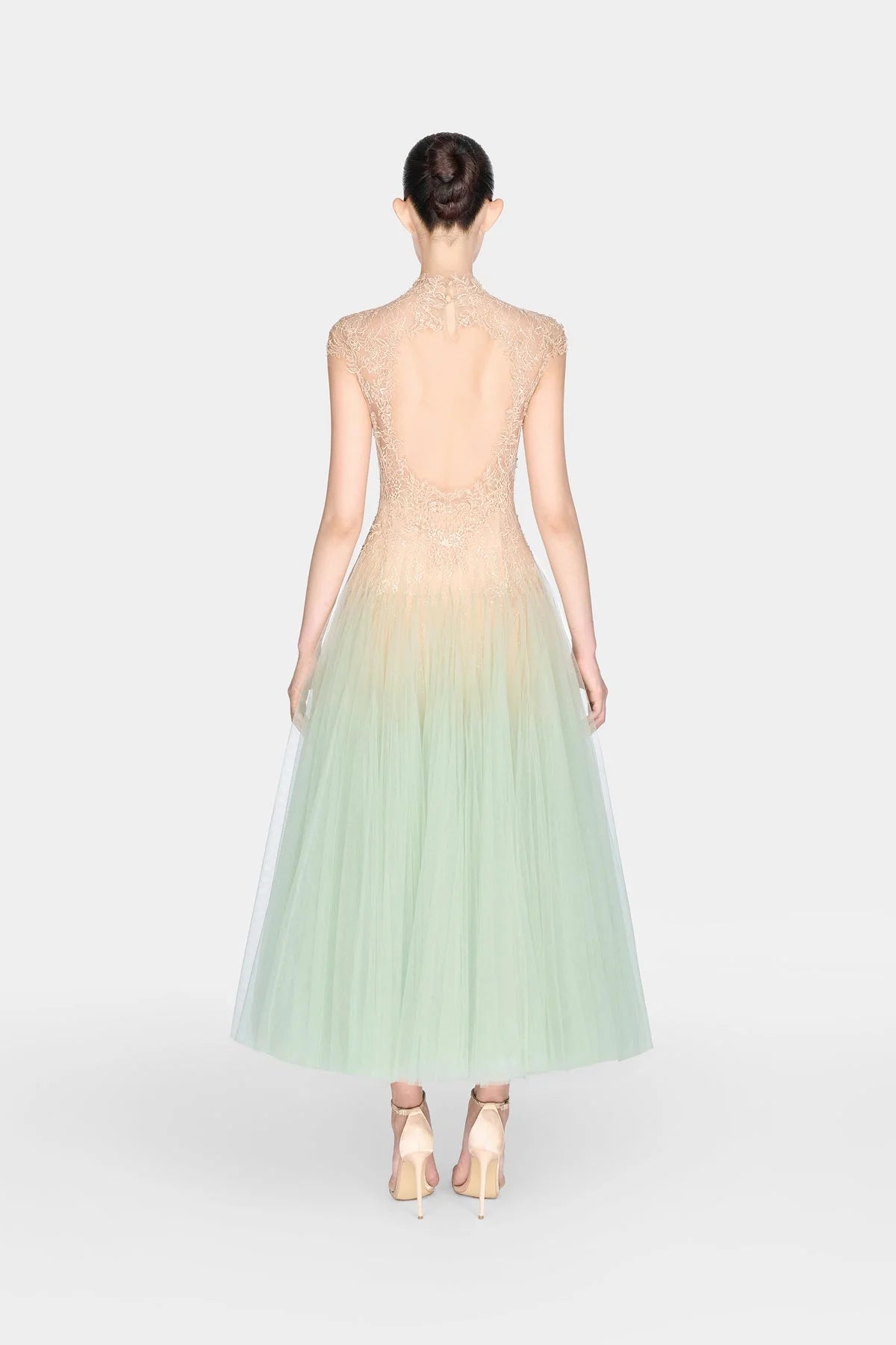 [品牌授权] MONTSAND Green Mint Ombré Cut-Out Lace Midi Dress