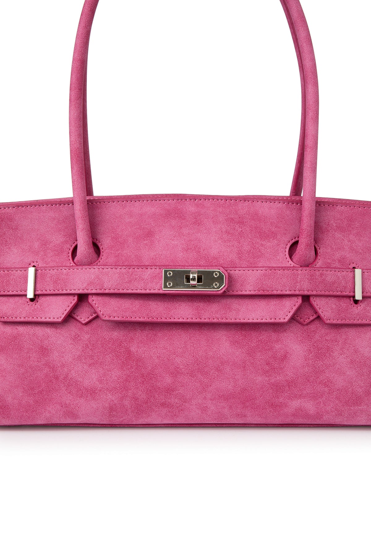 FAUX SUEDE TWO-WAY BAG IN DEEP PINK — image 7