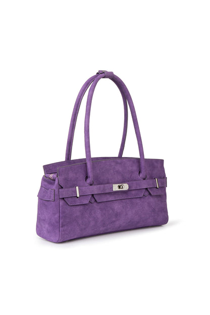 FAUX SUEDE TWO-WAY BAG IN PURPLE — image 3