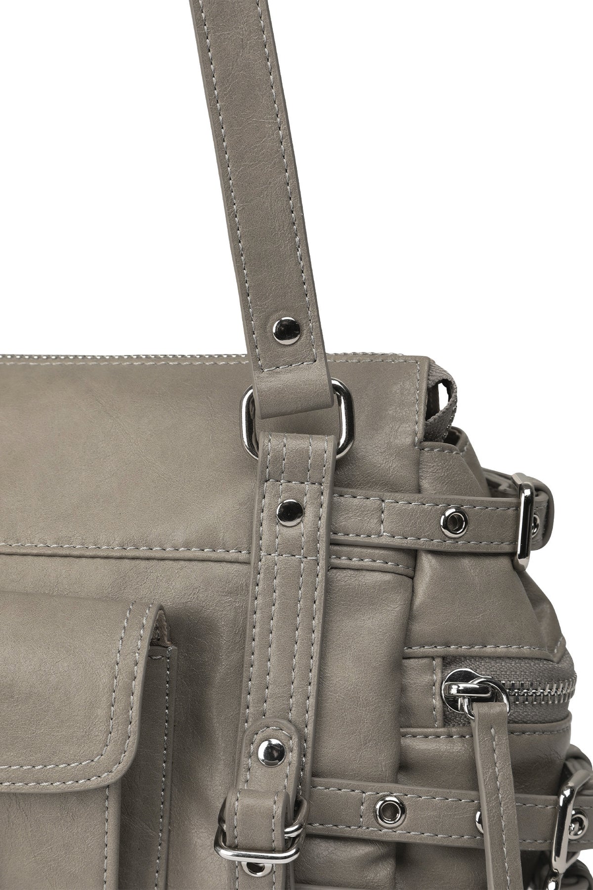BELTED POCKET MINI SHOULDER BAG IN GREY — image 7