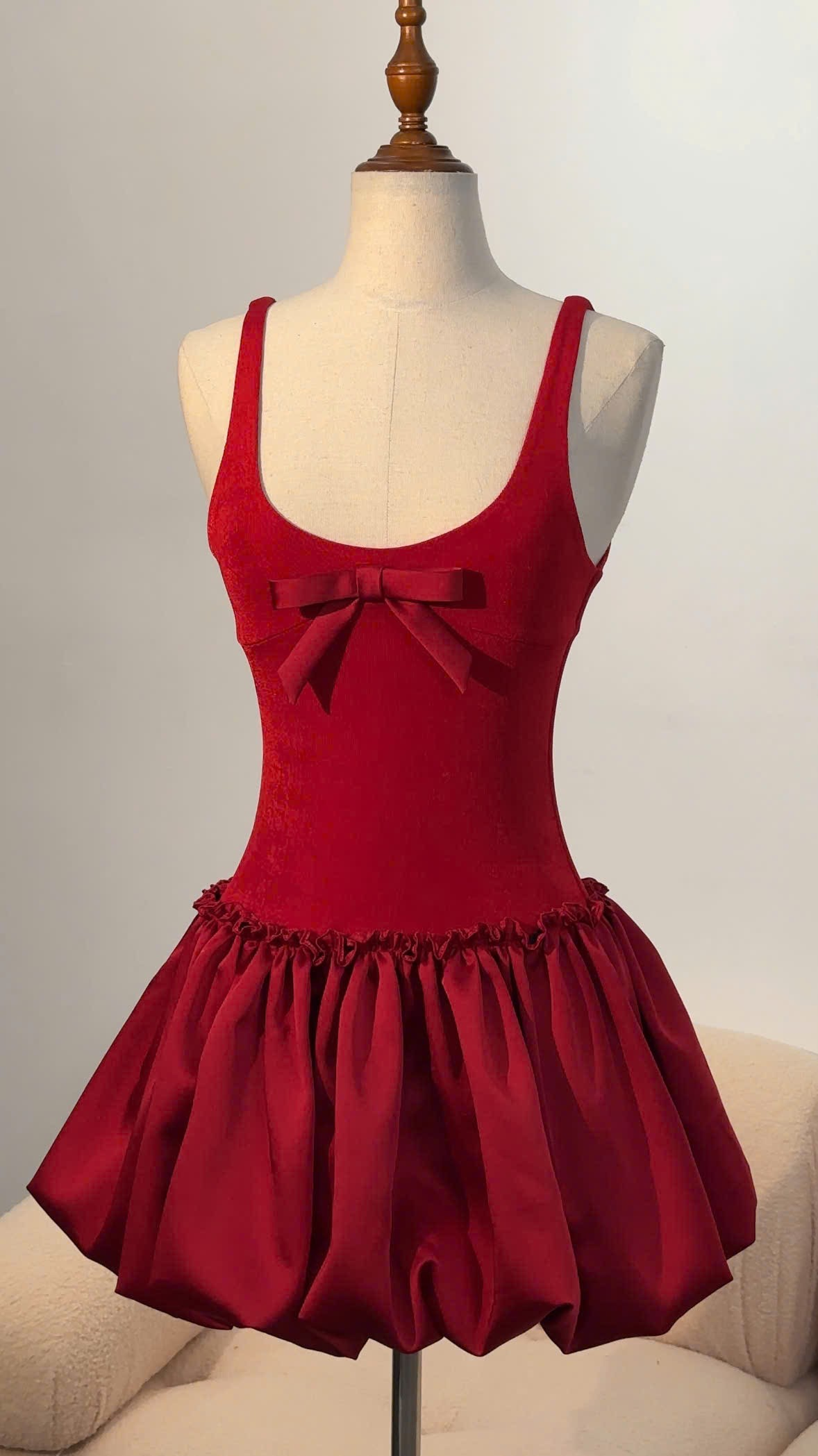 Jubin IN-STOCK RED BOW MINI DRESS | Jubin