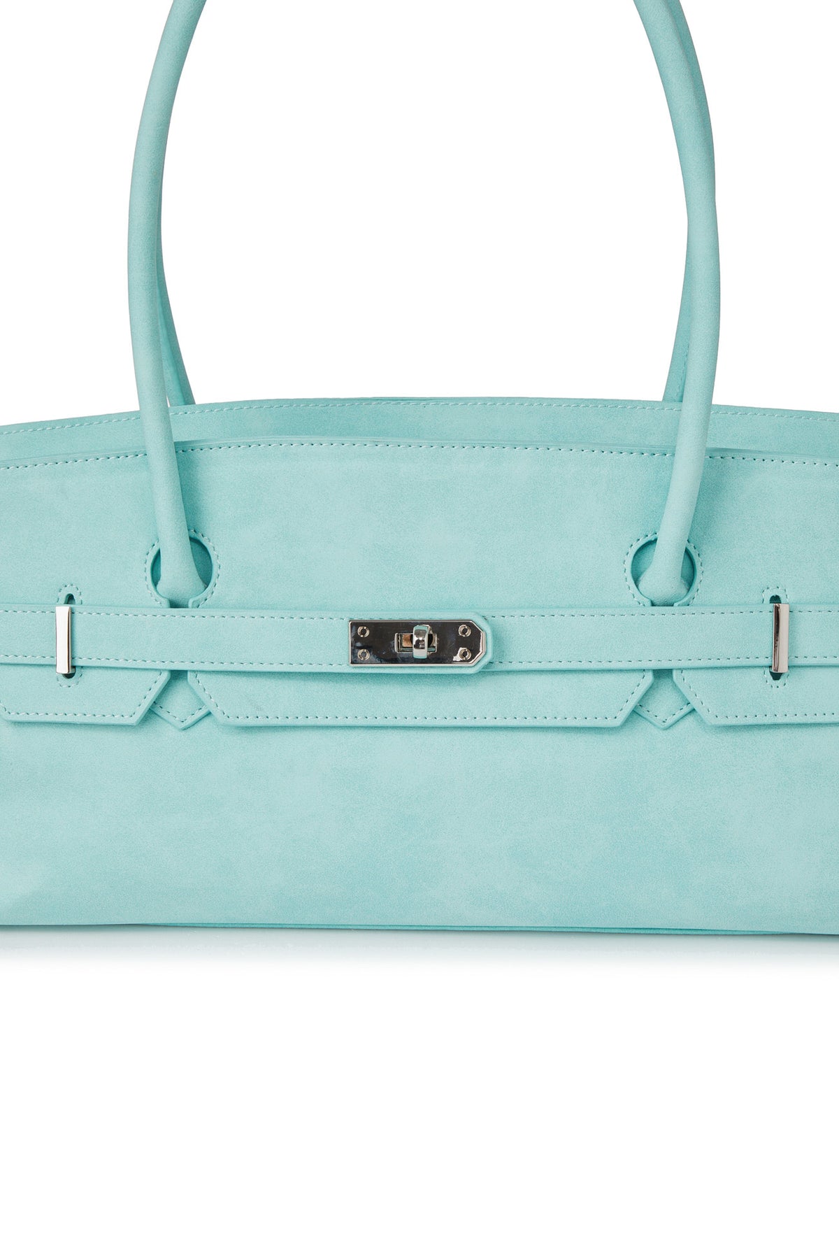 FAUX SUEDE TWO-WAY BAG IN ICE BLUE — image 7