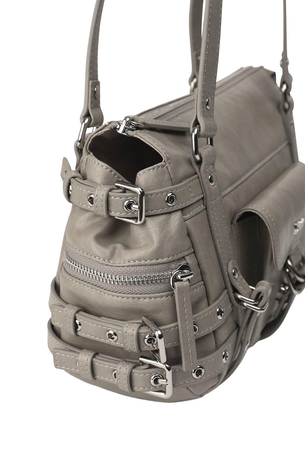 BELTED POCKET MINI SHOULDER BAG IN GREY — image 6