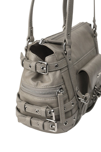 BELTED POCKET MINI SHOULDER BAG IN GREY — image 6