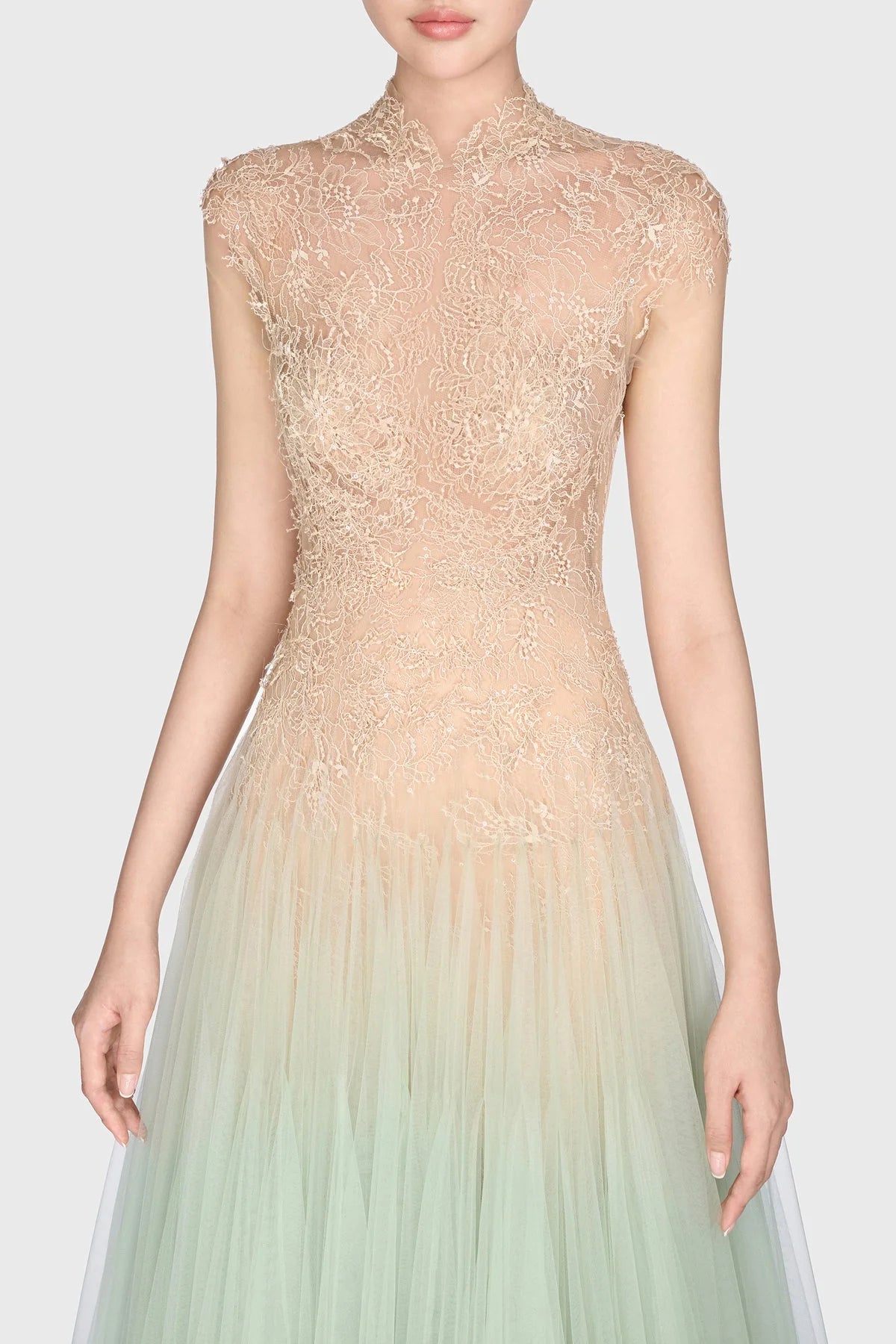 [品牌授权] MONTSAND Green Mint Ombré Cut-Out Lace Midi Dress