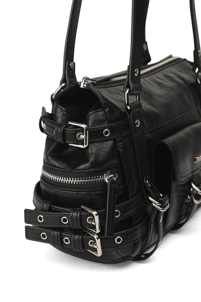 BELTED POCKET MINI SHOULDER BAG IN BLACK — image 8