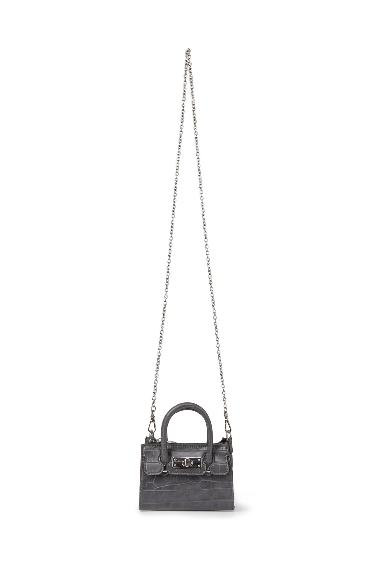 CROCODILE PATTERN CHAIN MINI BAG IN CHARCOAL — image 2