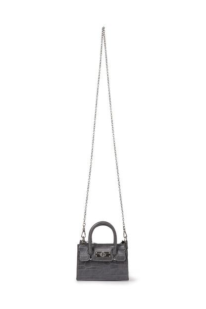 CROCODILE PATTERN CHAIN MINI BAG IN CHARCOAL — image 2