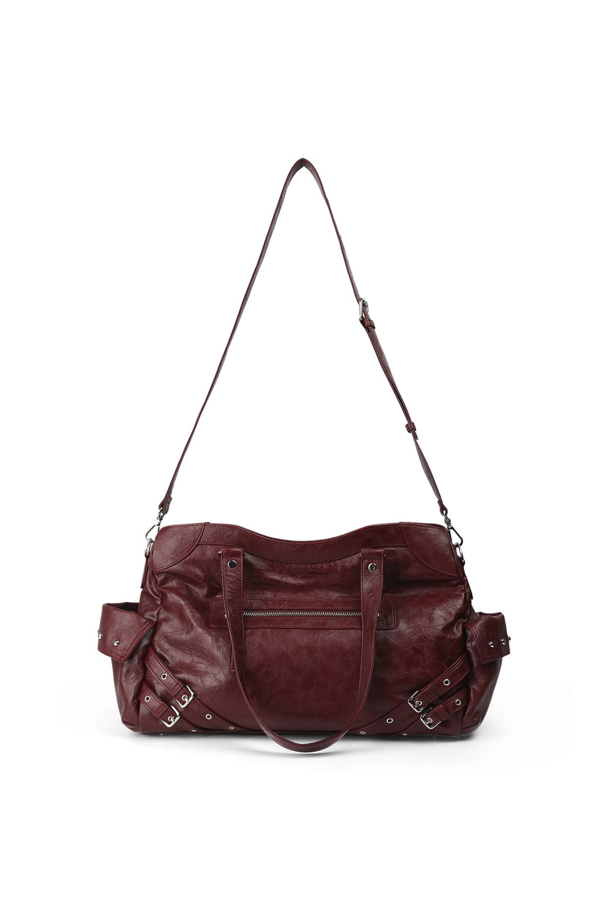 STUD POCKET BIG BAG IN BURGUNDY — image 5