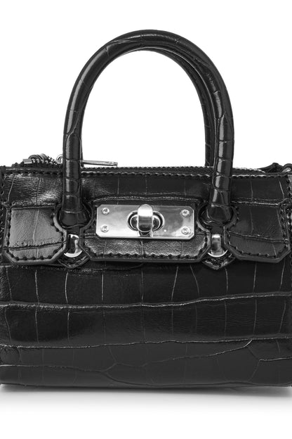 CROCODILE PATTERN CHAIN MINI BAG IN BLACK — image 6