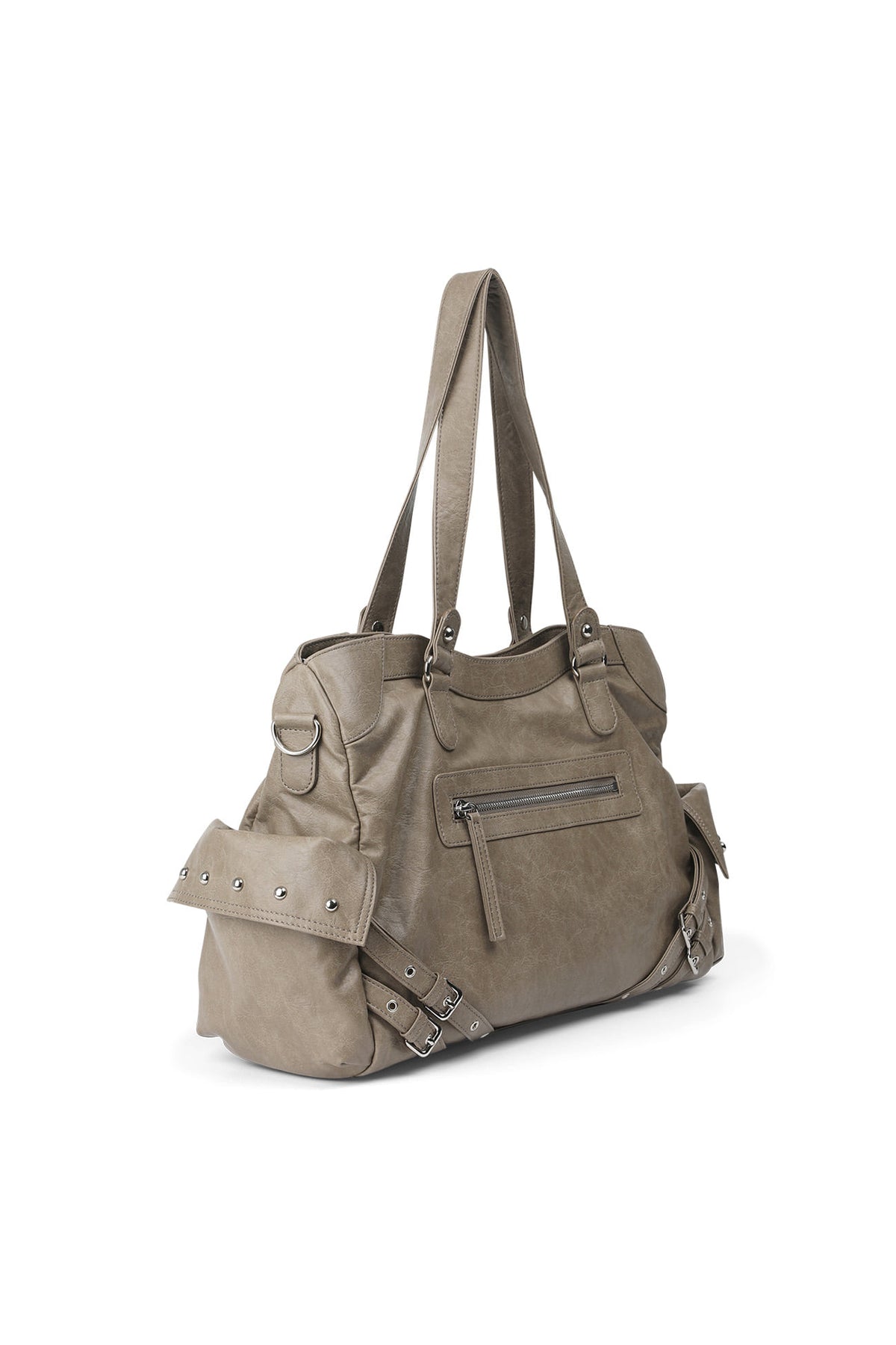 STUD POCKET BIG BAG IN KHAKI — image 3