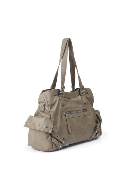STUD POCKET BIG BAG IN KHAKI — image 3