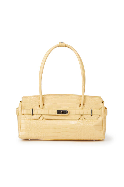 CROCODILE PATTERN TWO-WAY BAG IN BUTTER — image 1
