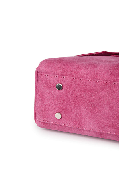 FAUX SUEDE TWO-WAY BAG IN DEEP PINK — image 10