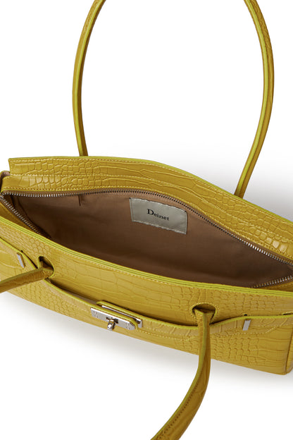 CROCODILE PATTERN TWO-WAY BAG IN MUSTARD — image 11