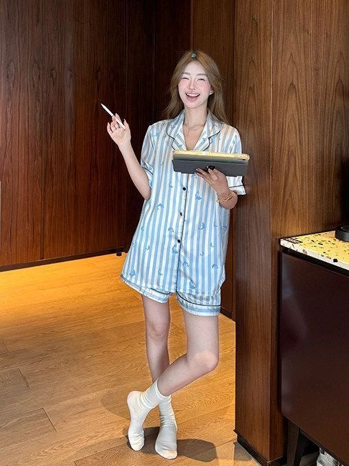INNA Blue Dolphin Stripe Short Pajama Set