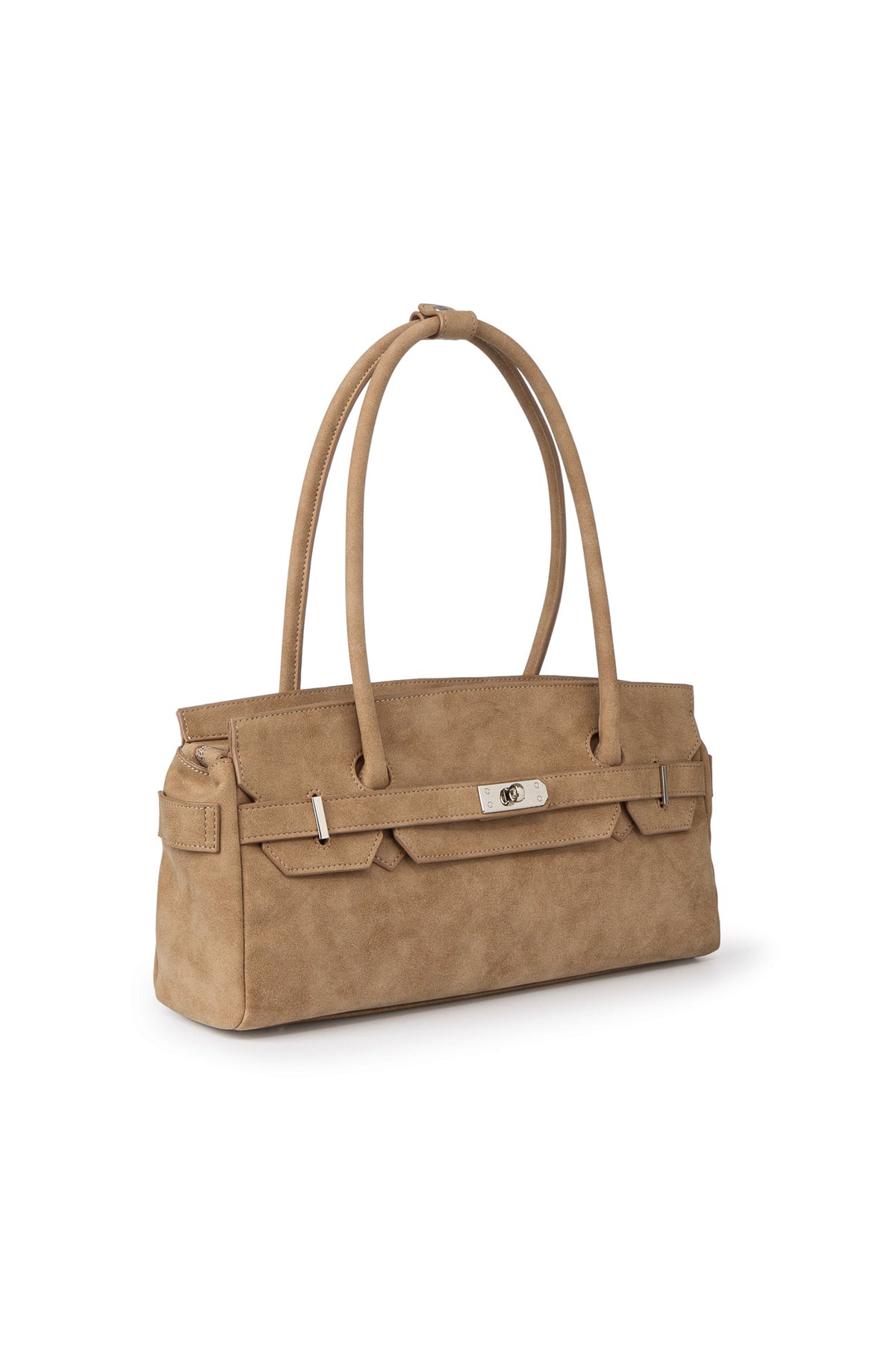 FAUX SUEDE TWO-WAY BAG IN BEIGE — image 3