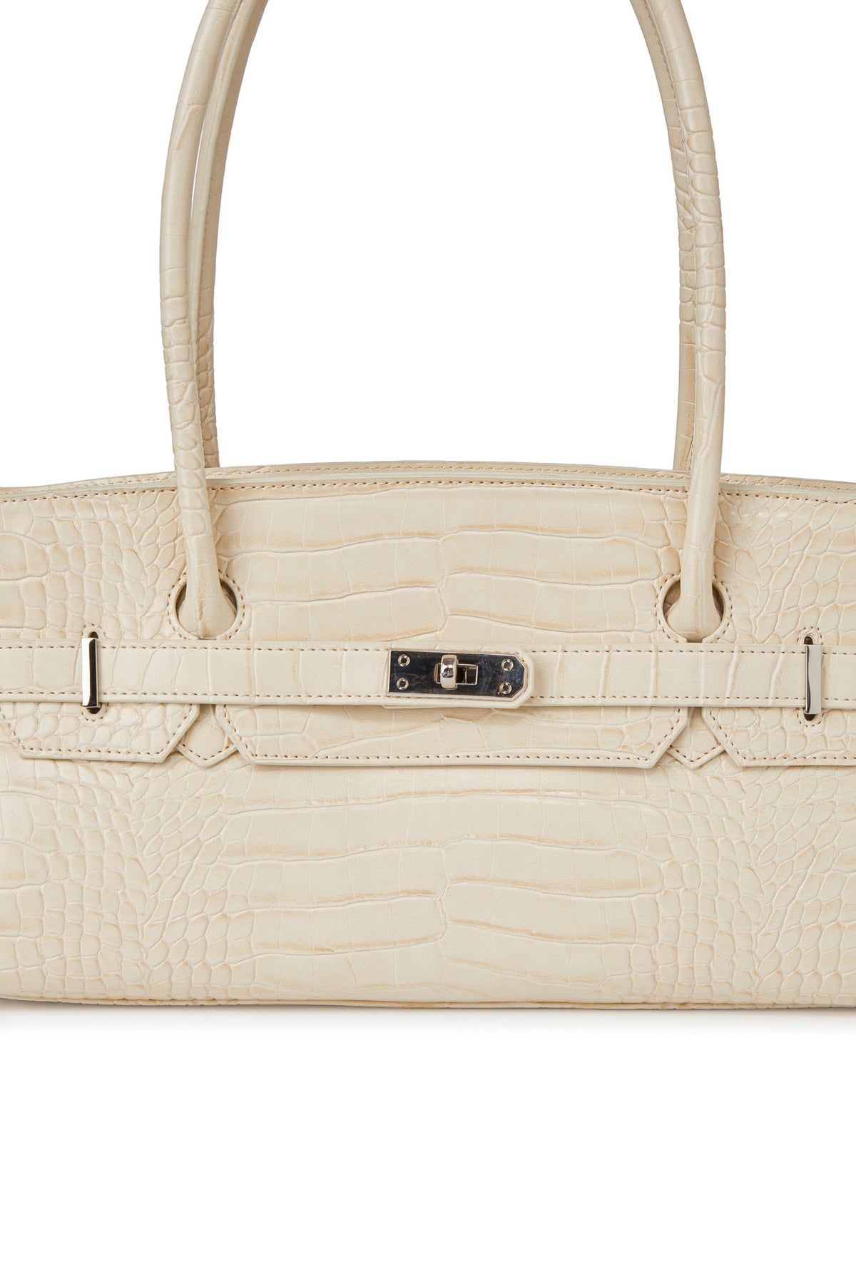 CROCODILE PATTERN TWO-WAY BAG IN CREAM — image 7