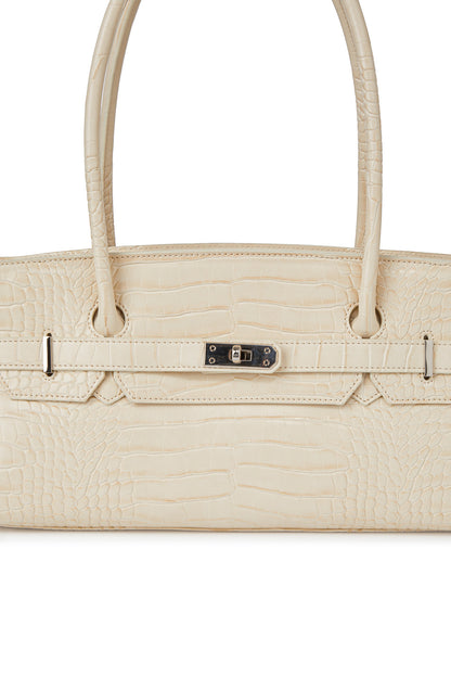 CROCODILE PATTERN TWO-WAY BAG IN CREAM — image 7