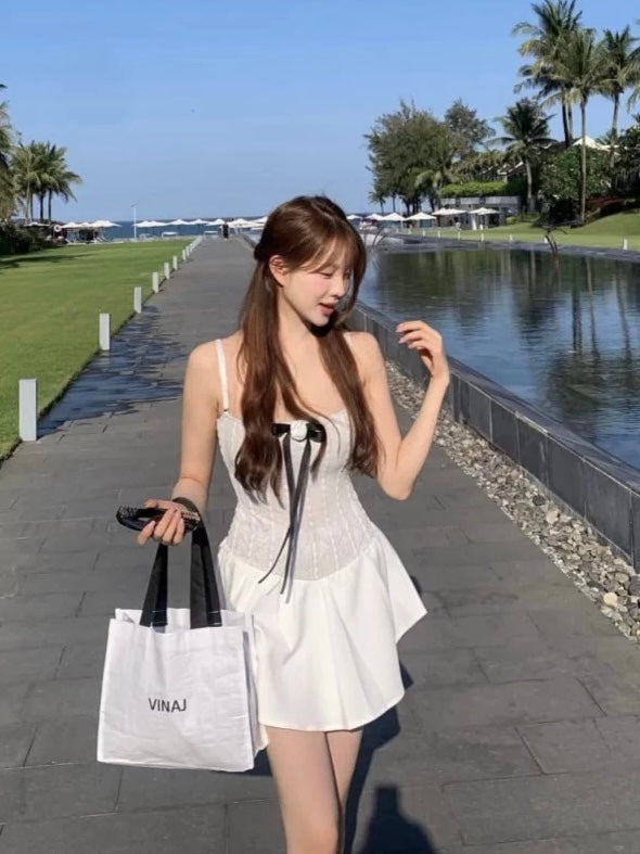 Ivory Rosette Swim Dress image 3