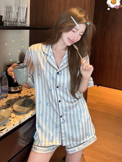 INNA Blue Dolphin Stripe Short Pajama Set