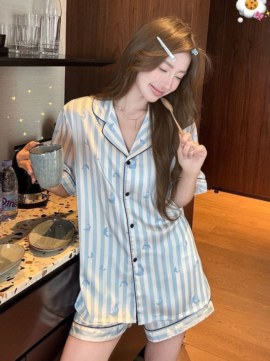 INNA Blue Dolphin Stripe Short Pajama Set