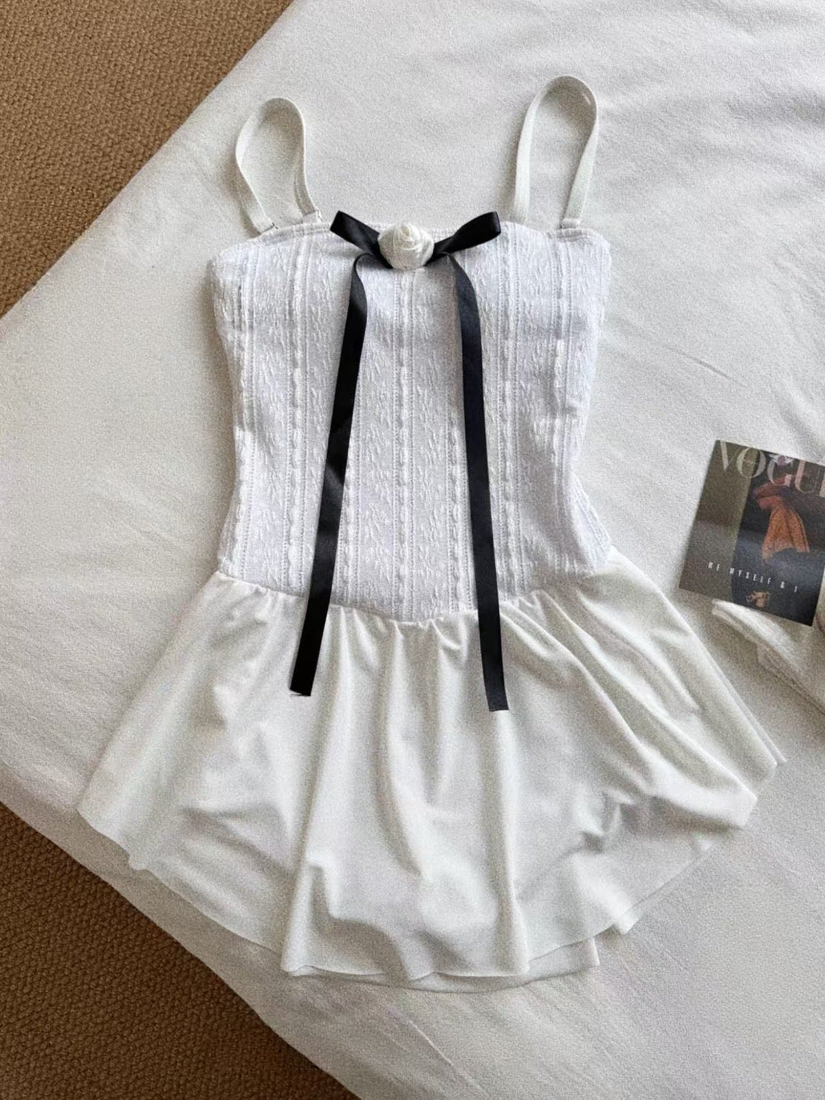 Ivory Rosette Swim Dress image 5