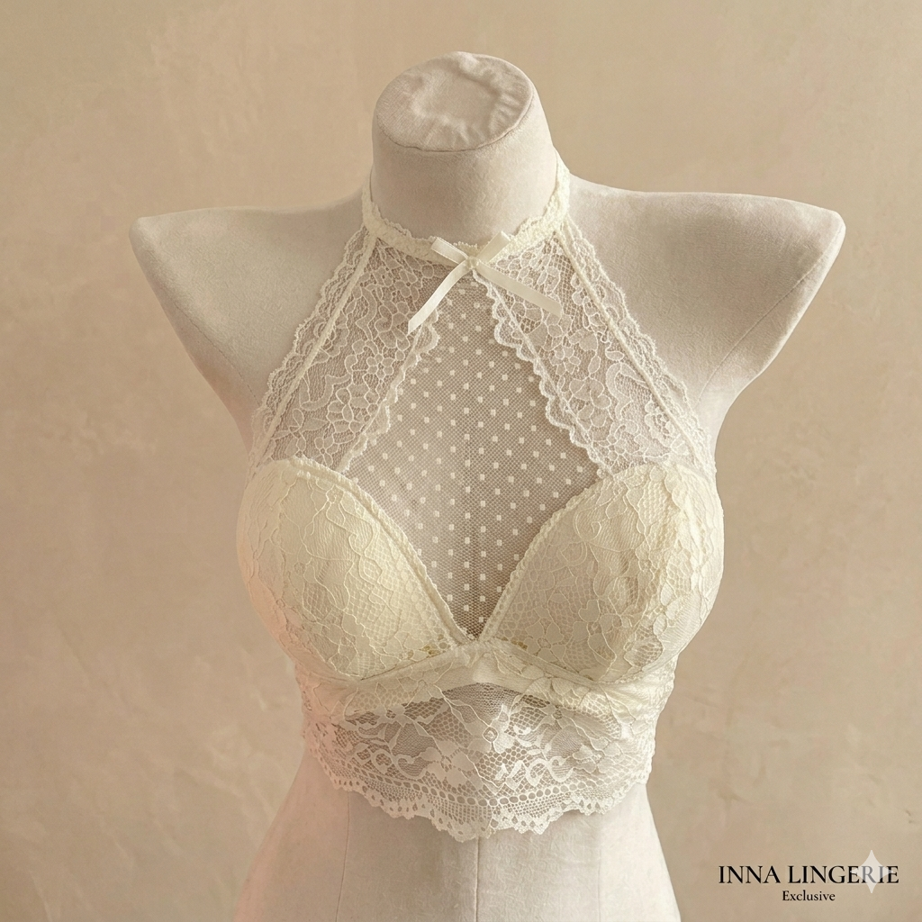 INNA Exclusive: The Breathable Latex-Padded Lace Halter Bralette