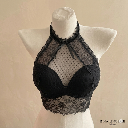 INNA Exclusive: The Breathable Latex-Padded Lace Halter Bralette