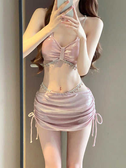 Pink Mermaid Three-Piece Swimsuit Set