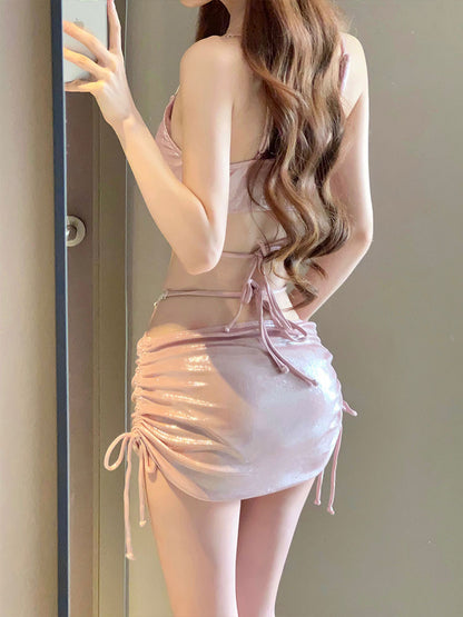 Pink Mermaid Three-Piece Swimsuit Set