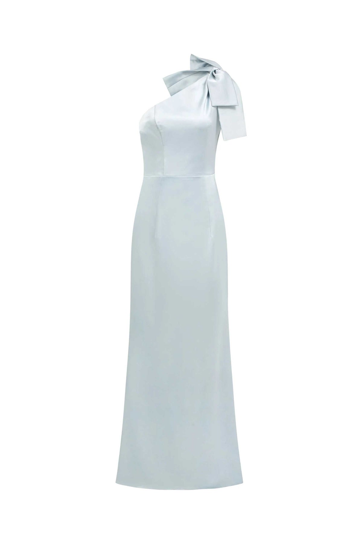 Phoebe Light blue one shoulder bow tie dress — image 1