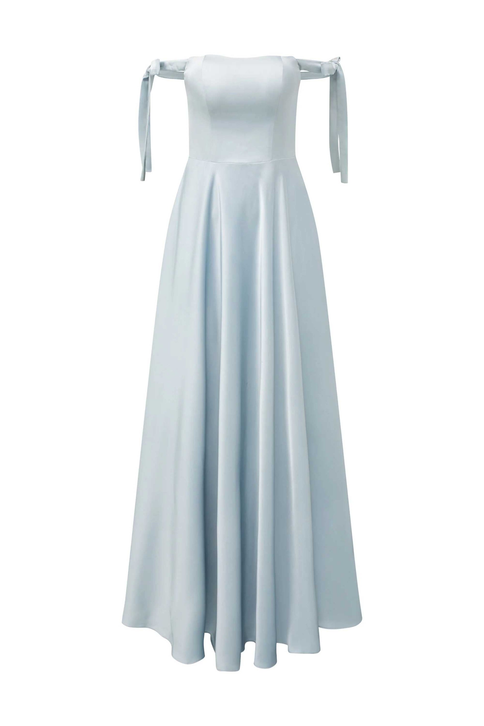 Phoebe Light blue off shoulder strap dress — image 1