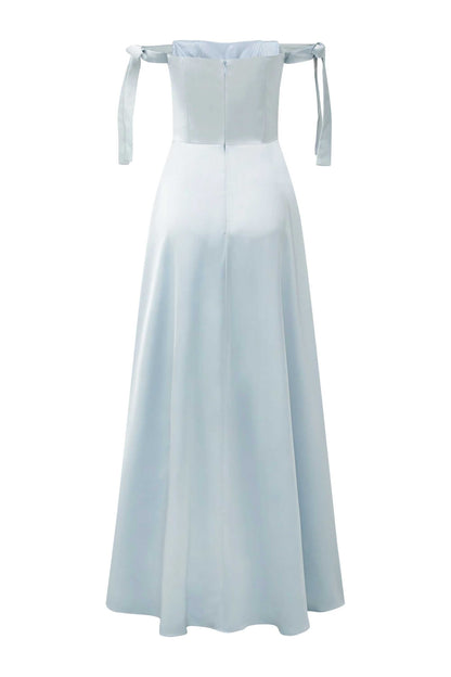 Phoebe Light blue off shoulder strap dress — image 2