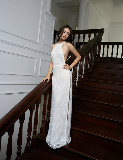 Phoebe White Halter Gown — image 3