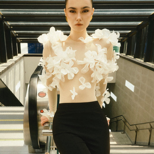 MAEL FEMME 3D FLORAL TOP & PANTS designer product image