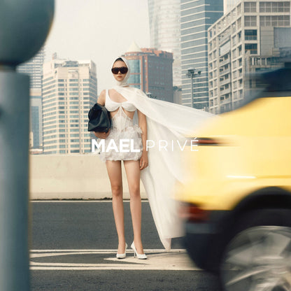 MAEL FEMME 3D FLORAL MINI SKIRT & COAT designer product image