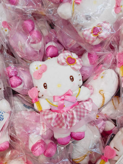 HELLO KITTY  With Glow Stick |Sanrio Hello Kitty Sakura 2025 Mascot Holder Plush Toy | Kawaii Plush Keychain | Approx. 11×6×15 cm