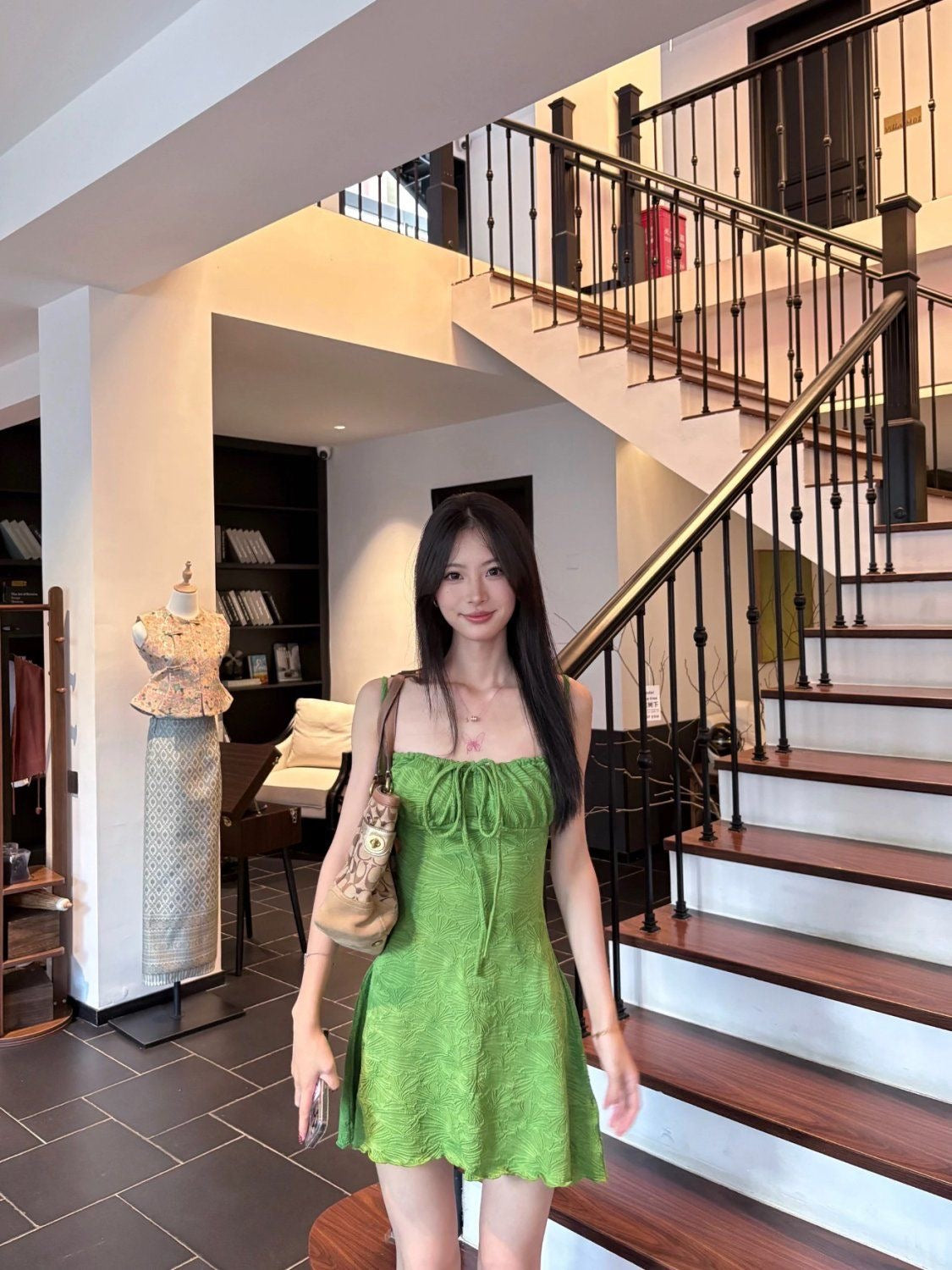 Emerald Breeze Textured Swim Dress