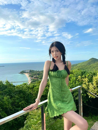 Emerald Breeze Textured Swim Dress