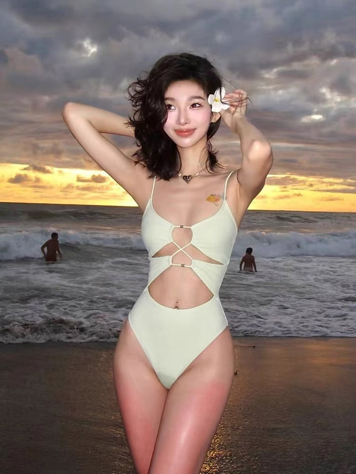 INNA Original Gold-Link Halter Bikini Set - Cream