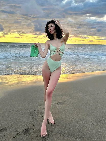 Green Grape - Strappy One-piece Bikini